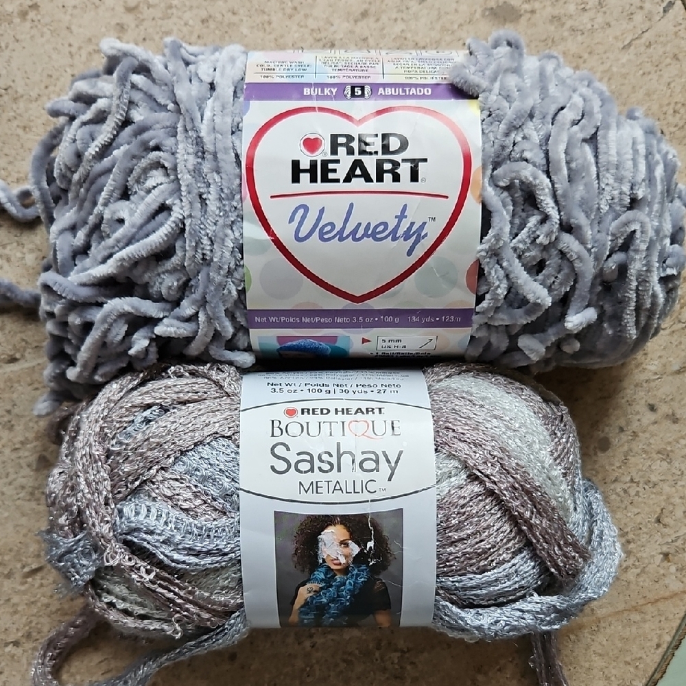 Red Heart Yarn Bundle in Gray and Silver